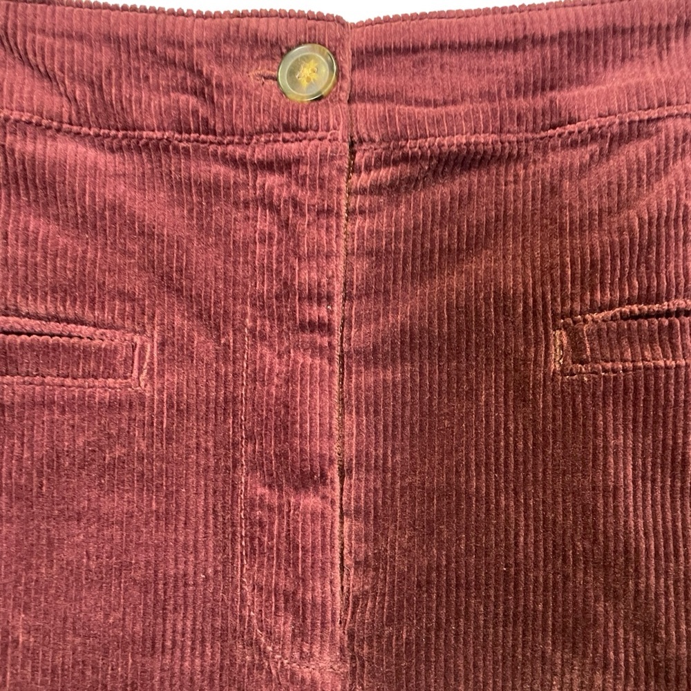 LOFT Corduroy Mini Pocket Skirt in Deep Burgundy Size 8 NWT - Picture 7 of 7